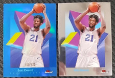2025 Topps Finest Joel Embiid Blue 160/175 Refractor + Base Card 76ERS #73
