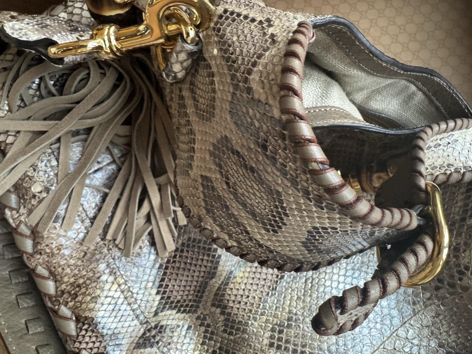 GUCCI Jackie Bag Python leather Hobo  Large Bag B… - image 10