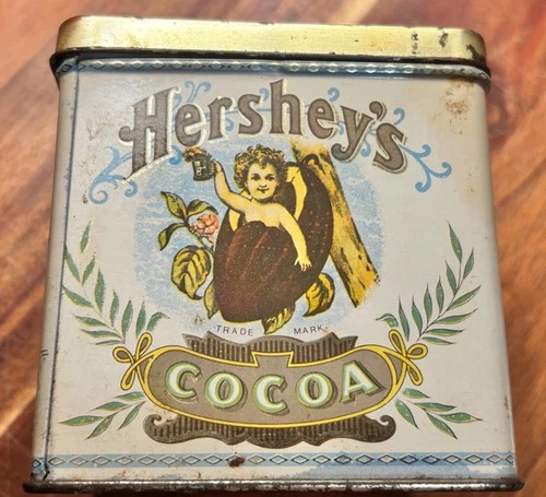 Vintage, collectible Hershey's Cocoa Trademark tin 4” X 4” X 4”