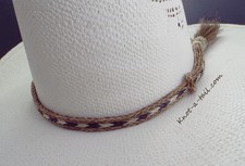 Unique Horsehair hat band, side cinnamon tassel, Cinnamon-white-black design
