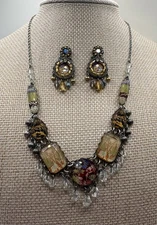 🔥Ayala Bar Matching Set – Floral Mosaic Necklace & Earrings – Collector’s, Rare