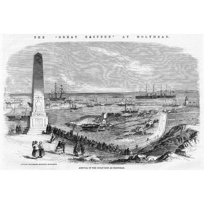 ANGLESEY Arrival of Great Eastern Steam Ship at HOLYHEAD - Antique Print 1859