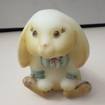 Fenton Glass Opal Satin Blue Bib Bunny Rabbit Figure #251/#900