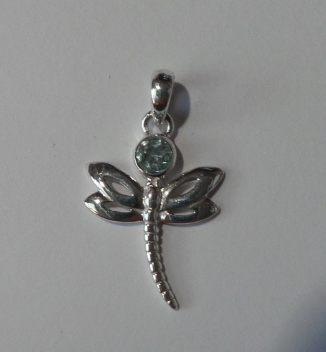 626 Dragonfly Solid 925 Sterling Silver High Quality Gemstone Pendant - Picture 12 of 12