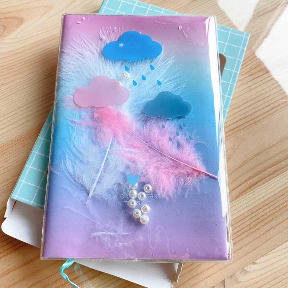 Rainy Day Design PVC colorful Journal Notebook planner with Pearls and Feather - Image 2 of 4