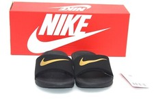 NIKE KAWA SLIDE SANDAL GS 819352-003 BLACK/METALLIC GOLD YOUTH KIDS SLIDE