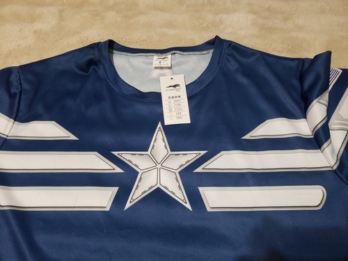 Rogers T-Shirt Maglietta Top XLlarge Poliestere Girocollo Grafica Manica Corta Blu Cap - Foto 3 di 6