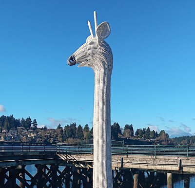 5ft GIRAFFE vtg hollywood regency white wicker rattan planter statue ...