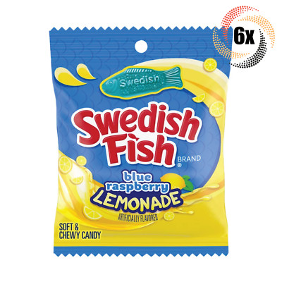 6x Bags Swedish Fish Blue Raspberry Lemonade Soft & Chewy Gummy Candy | 3.59oz