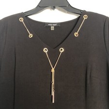 nine west black dress with gold accents size 6