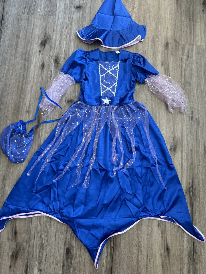 Девочка платье ведьма звезда большой костюм фестиваль для девочек со шляпой Sz L - Изображение 2 из 4