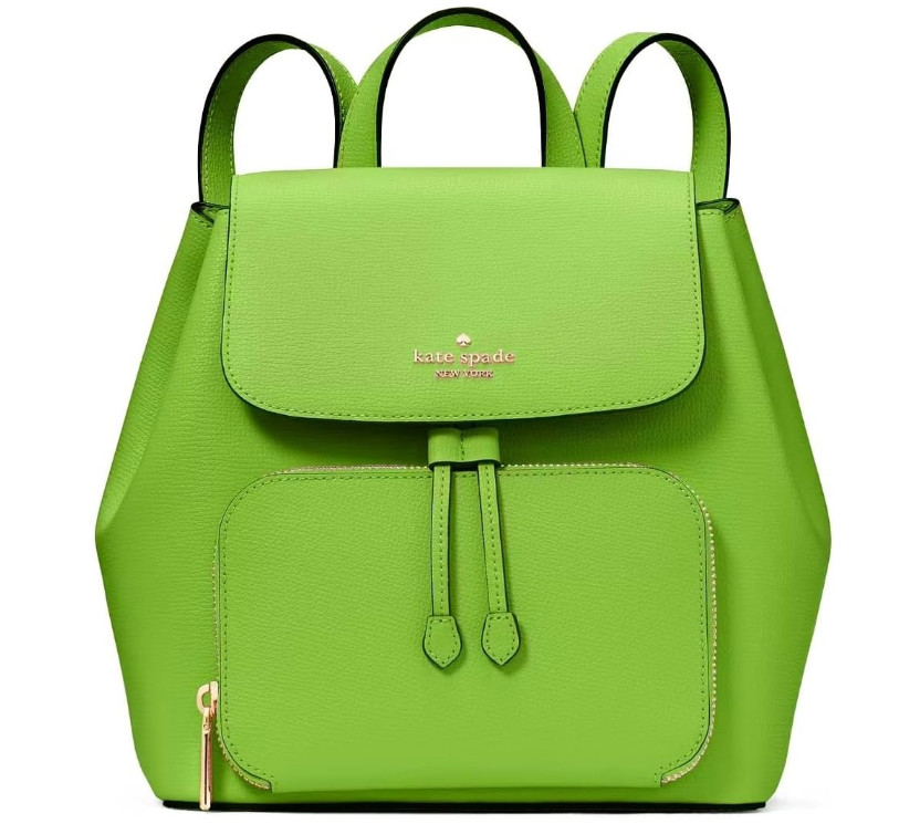 Kate Spade New York Kristi Medium Flap Backpack KA695 Leather Turtle Green