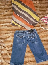Girls Miss Me Crystals Bermuda Shorts Capri  14  Authentic -