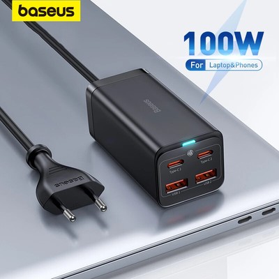 Baseus 100W GaN Ladegerät QC4.0 PD Schnell Netzteit USB C Desktop Ladestation