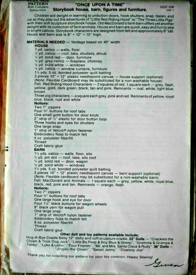 VIP HOLIDAY HOBBY HORSE PATTERN  INSTRUCTION LEAFLET  UNCUT  VINTAGE SOLD AS IS - Image 2 of 4