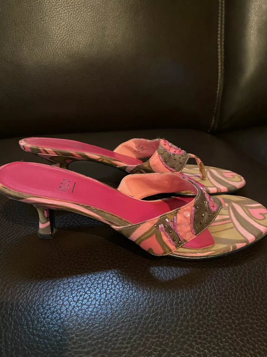Kitten heel cheap slide sandals