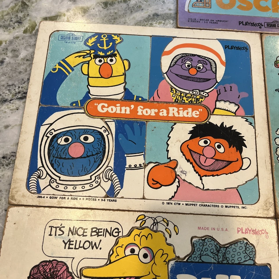 Juego de 5 rompecabezas vintage 1974 Palyskool Seame Street Oscar Big Bird Cookie EE. UU. Foto 3 de 4