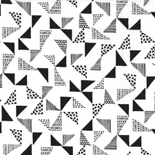 BTHY Michael Miller Just Right Black & White Triangle Cotton Fabric By HALF Yard