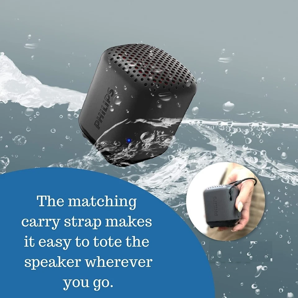 PHILIPS Mini Altavoz Bluetooth, Exterior Inalámbrico Portátil Pequeños Altavoces IPX7 Foto 3 de 4