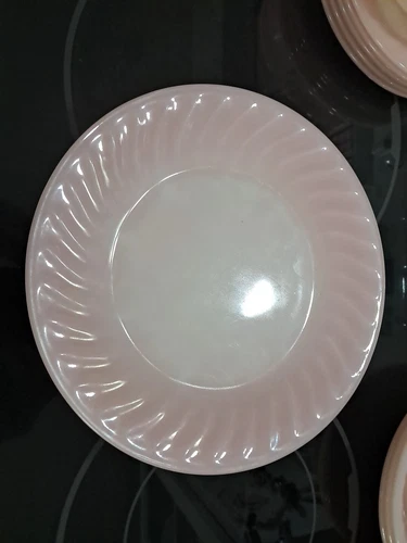 Vintage Fire King Pink Swirl 9" Dinner Plates Set Of 7 Excellent Original Tag
