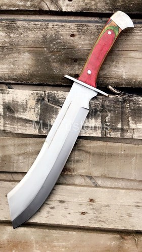 MJ CUSTOM HANDGEFERTIGT D2 STAHL VOLL TANG JAGDSPALTER FESTES BOWIE MESSER MIT Hülle - Bild 1 von 6