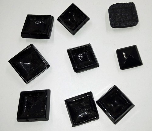 Vintage Antique Victorian Mourning Large Square Nail Head Faceted Beads Mix 9pc - Picture 4 of 8