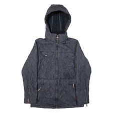 Barbour Grace Polarquilt Womens Quilted Jacket Blue Hooded Uk 8