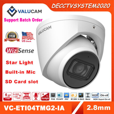 VALUCAM VC-ETI04TMG2-IA 4MP MIC WizSense POE IP Camera Full Metal Security iDmss