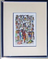 James Rizzi ICE DAY 1988 Hand Signed Winter Snow 3D Serigraph Framed Pop Art COA