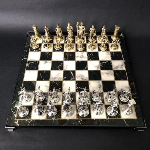Luxury Pewter Roman Chess Set ♞ Handmade Board Gift for Dad or Him🎁