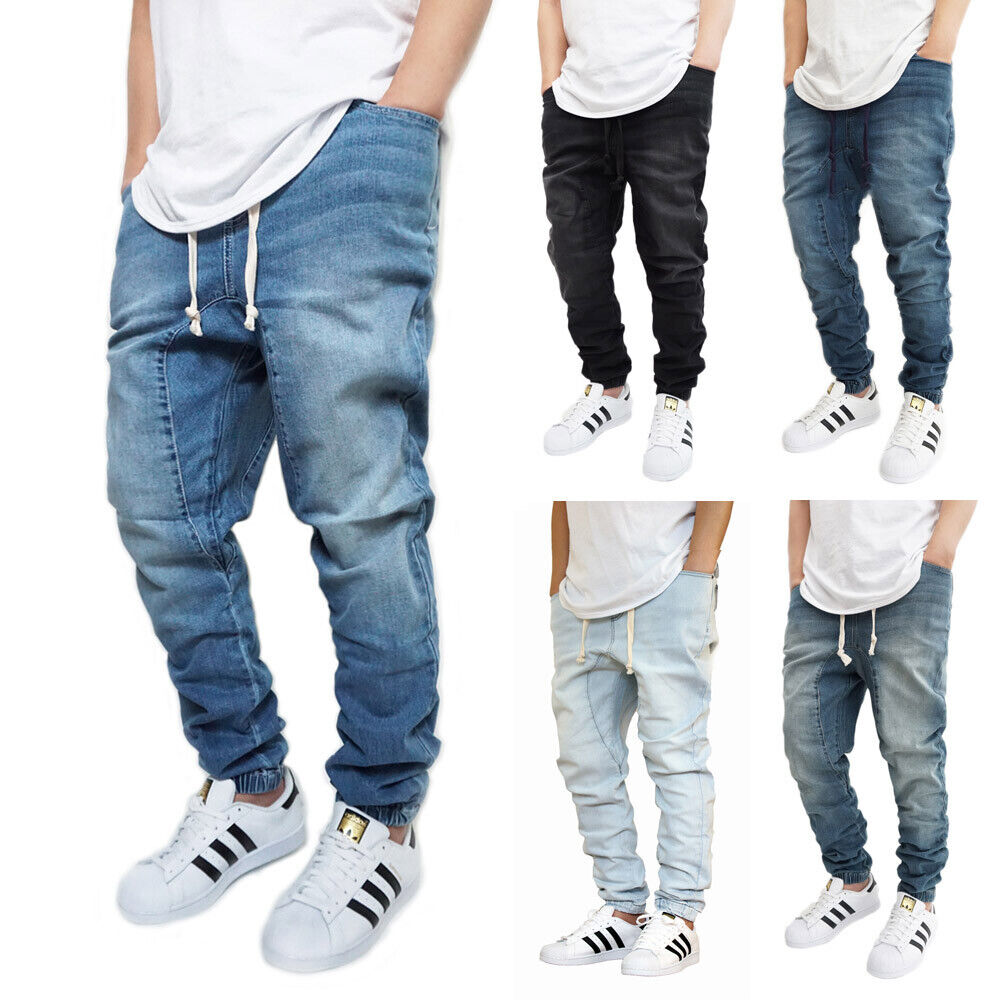 MEN'S DROP CROTCH DENIM JOGGER PANTS 5 COLORS S-5X *FAST MEN'S DROP CROTCH DENIM JOGGER PANTS 5 COLORS S-5X *FAST