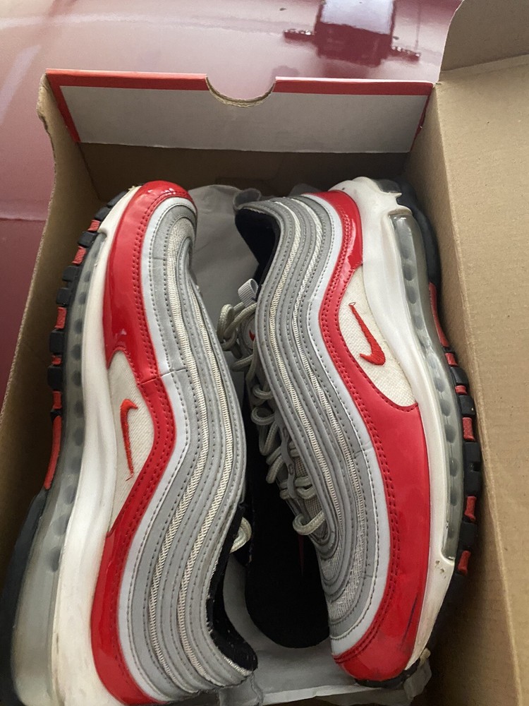Nike Air Max 97 Pure Platinum Grey Silver University Red 921826-009 Men's 8