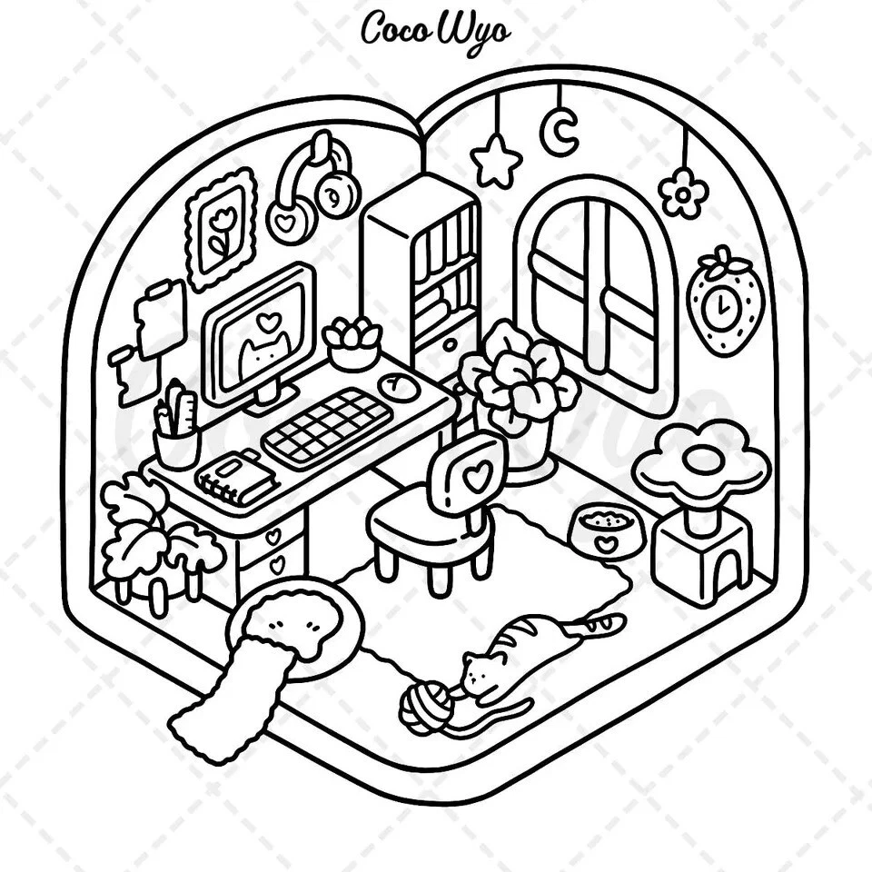 Little Corner: Coloring Book for Adults and Teens, Super Cute Designs of Cozy, H - Picture 4 of 13