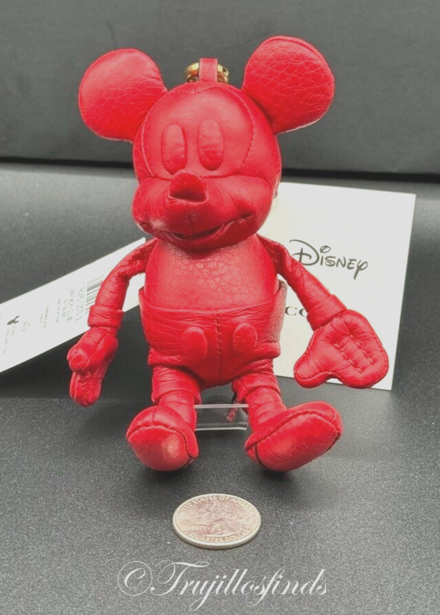 Coach x Disney Mickey Mouse Bag Charm Key Fob Electric Red CO325  