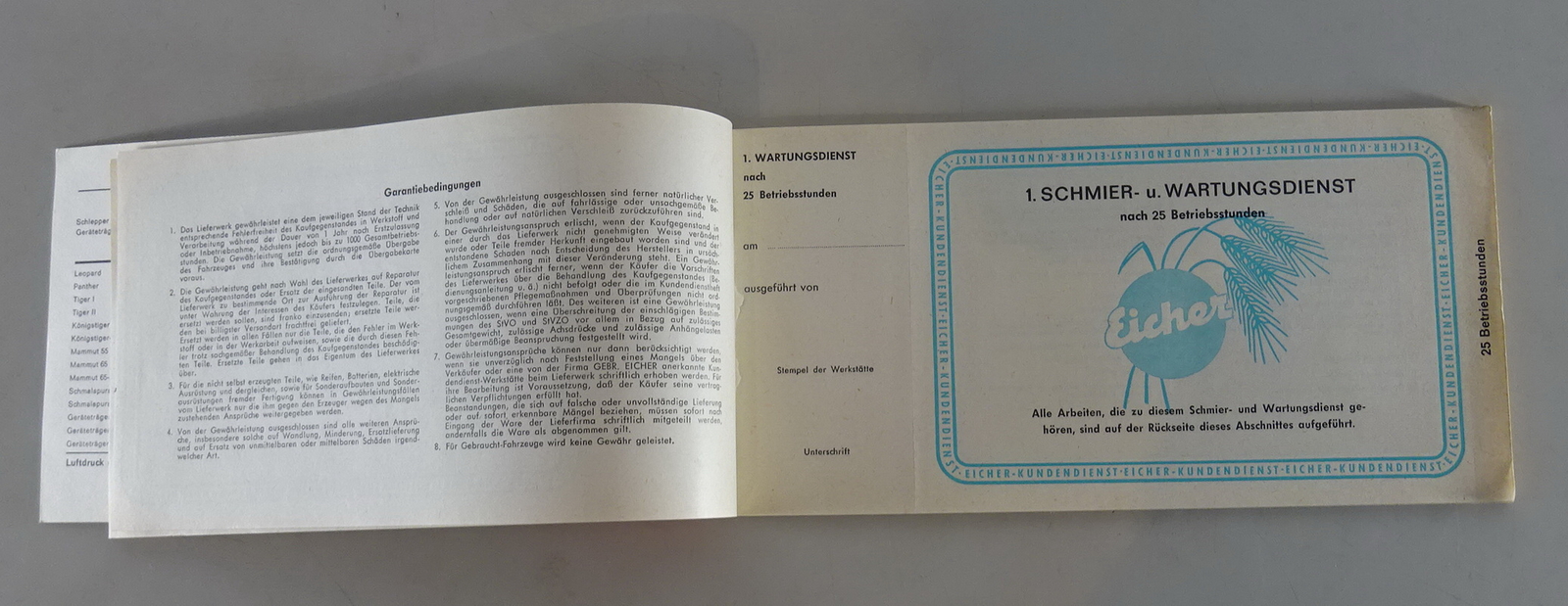 Libretto Di Manutenzione Eicher Trattore / Rimorchio - Vuoto Del 07/ ...