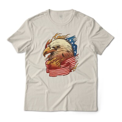 American Bald Eagle US Flag Art Graphic Art Tee Light Fine Jersey T-Shirt