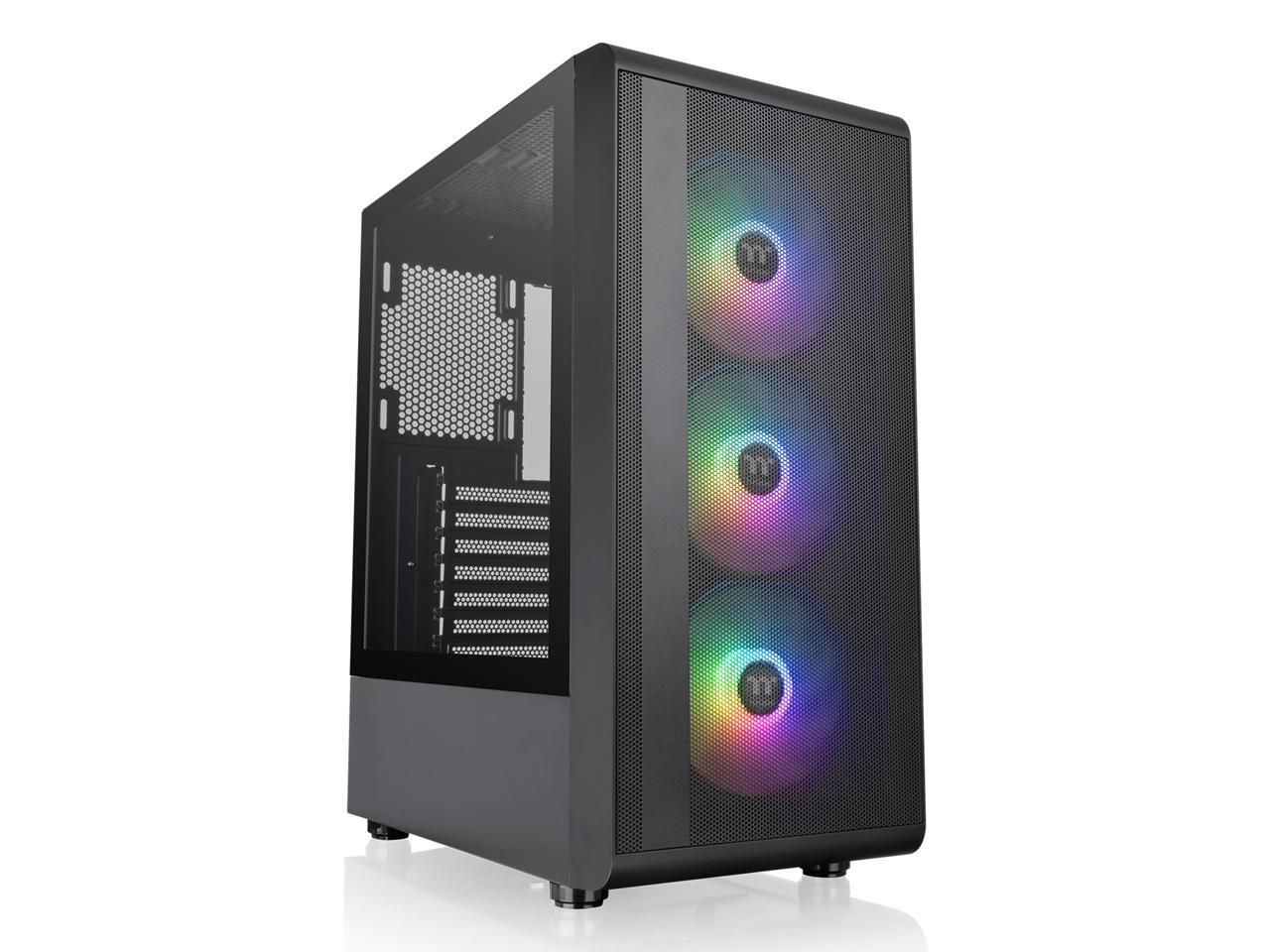 Thermaltake S200 TG Black ATX Mid Tower ARGB Tempered Glass Computer Chassis wit