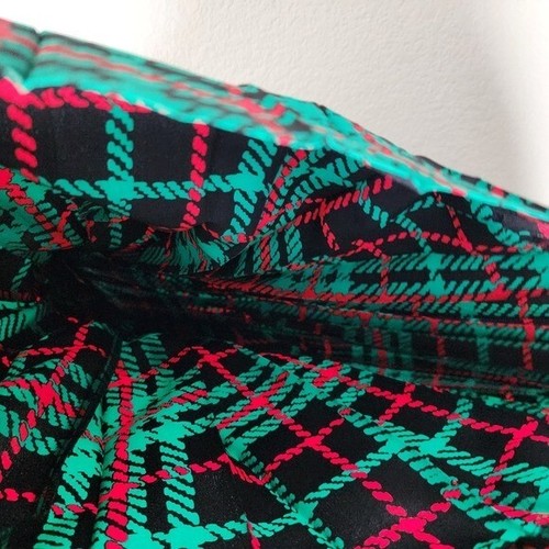 CARLISLE x VINTAGE karierter Punk Faltenrock 100% Seide grün rot Gr. 6 - Bild 8 von 8