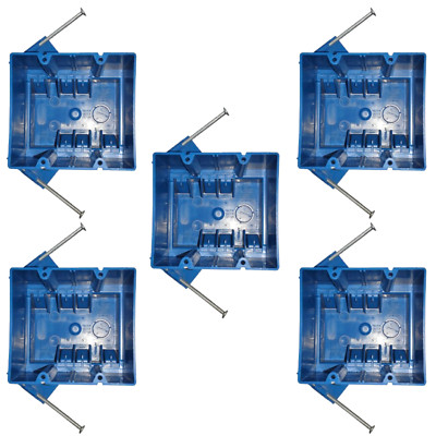 5-Pack 2-Gang New Work ETL Electrical Outlet & Switch Boxes 32 Cu In Blue