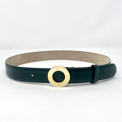 Auth Bottega Veneta Round Gold BV Diamond Logo Buckle Green  display picture 2