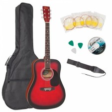 Encore Full Size Acoustic Guitar Outfit Starter Pack - Redburst