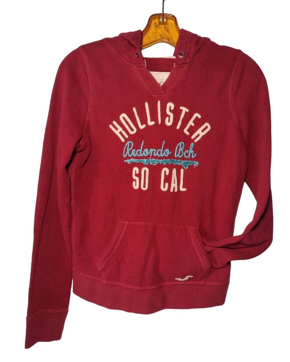 Hollister Womens Size M Hoodie Redondo Beach Red No String Kangaroo Pockets