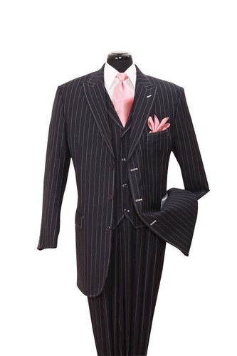 Traje de moda para hombre de 3 botones puntiagudo 36"" chaqueta larga con cuello chaleco 5903V - Imagen 3 de 10
