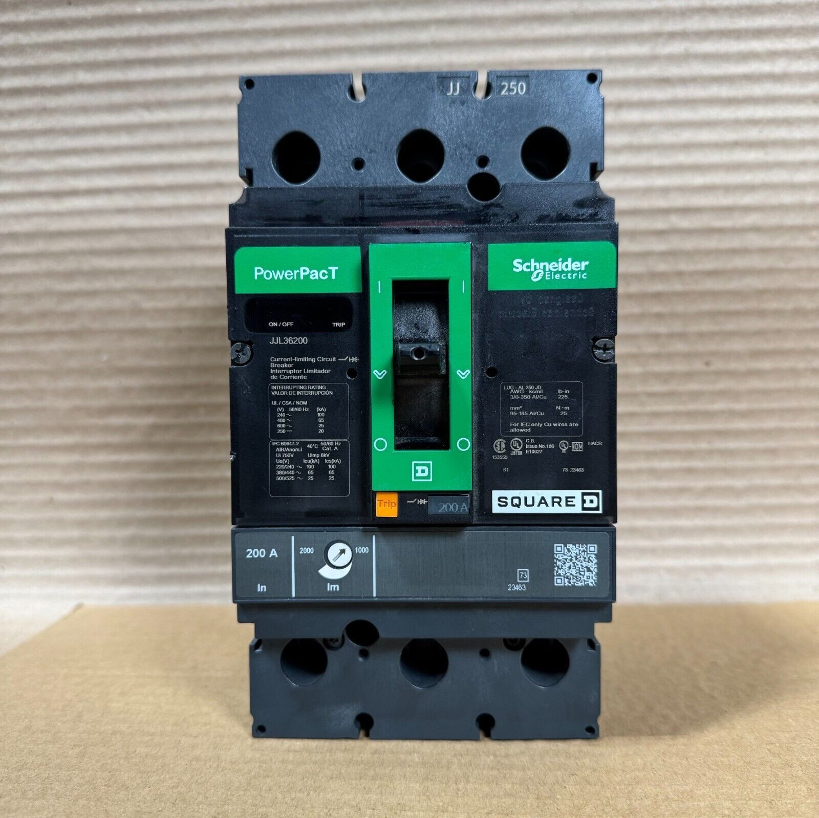 NEW Square D JJL36200 3 Pole 200 Amp 600V Circuit Breaker Power Pact NTO
