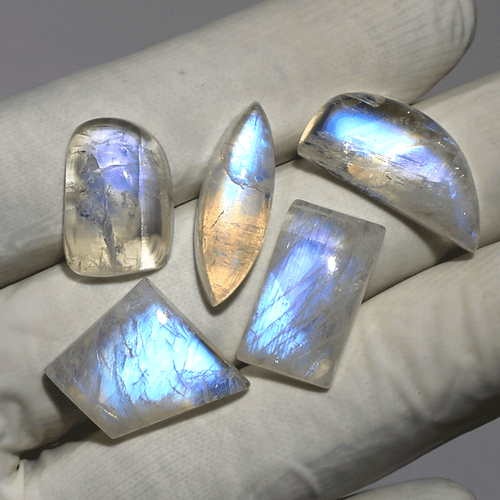 Magia Lunare ~ 5 pz pietra di luna arcobaleno naturale alta qualità 15-22 mm pietre preziose cabochon - Foto 8 di 10