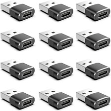 12-Pack USB to USB C Adapter,Usba Male to USBC Female Adapter for Car,Black US