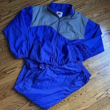 Vintage 90s Nike Windbreaker Track Suit Men's XL Back Swoosh Blue Grey