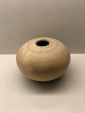 Vtg Maple Burl Hollow Formed Wood Vase Vessel Bowl Signed Art