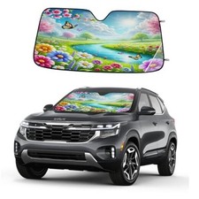 Flower Butterfly Sun Visor for Car Windshield Sun Shade Blocks UV A-012