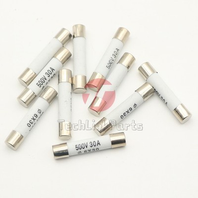 10 Pcs 500V 30A Low Breaking Capacity Cartridge Ceramic Fuses 6x30mm #
